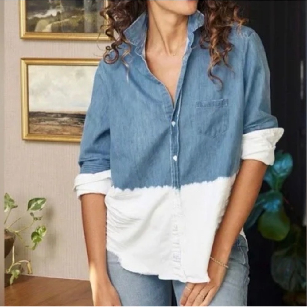 Frank & Eileen Luke Dip-Dye Chambray Button-Up Shirt XXS